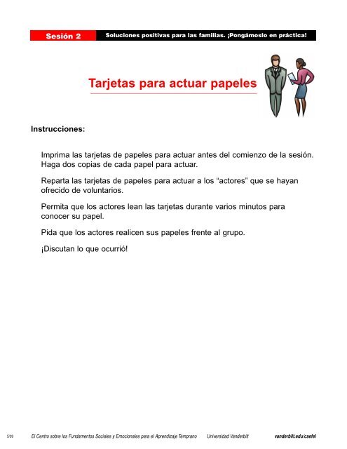 Tarjetas para actuar papeles