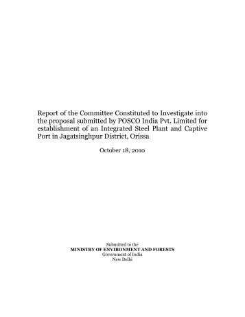 Report - Ministry of Environment and Forests