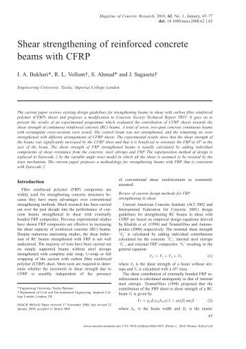 Shear strengthening of reinforced concrete beams with CFRP