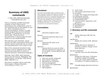 Summary of UNIX commands