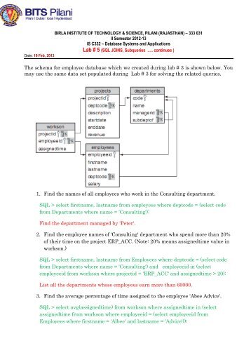 Lab5 - Computer Science & Information Systems. BITS, Pilani