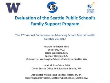 Evaluation of the Seattle Public School's Family Support Program