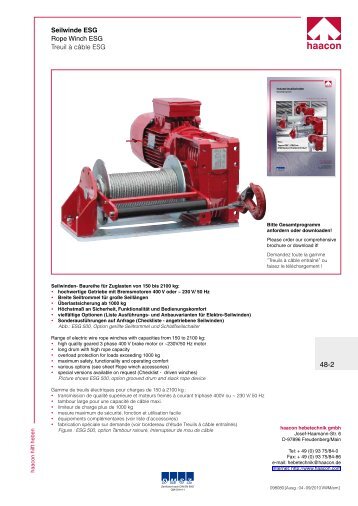 Seilwinde ESG Rope Winch ESG Treuil à câble ESG - Poduri rulante