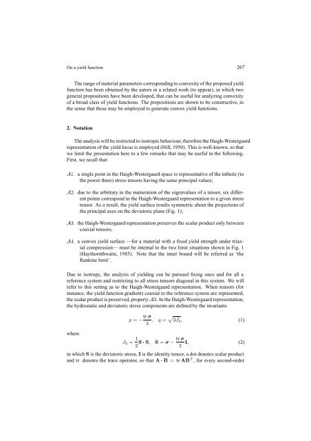 A new yield function for geomaterials. - Ingegneria - Università degli ...