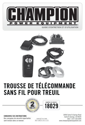 trousse de téLéCommande sans FiL Pour treuiL - Champion Power ...