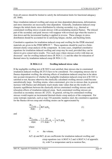 iter structural design criteria for in-vessel components (sdc-ic)