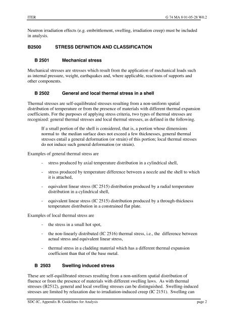 iter structural design criteria for in-vessel components (sdc-ic)