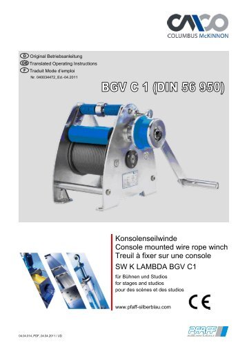 Konsolenseilwinde Console mounted wire rope winch Treuil à fixer ...
