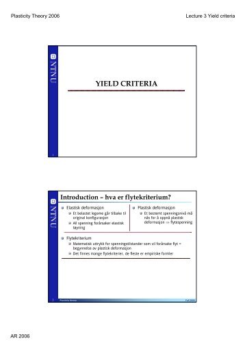 YIELD CRITERIA