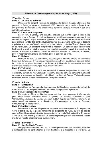 Résumé de Quatrevingt-treize, de Victor Hugo (1874) 1 partie : En ...
