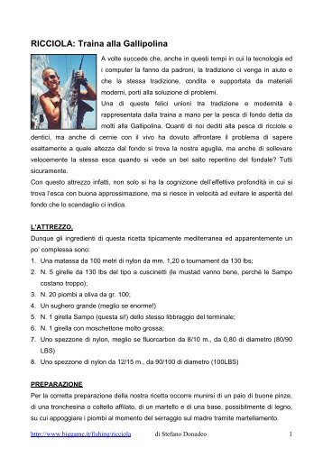 RICCIOLA: Traina alla Gallipolina - Biggame.it