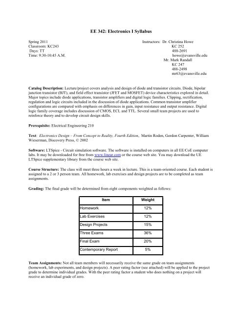 EE 342: Electronics I Syllabus - csserver