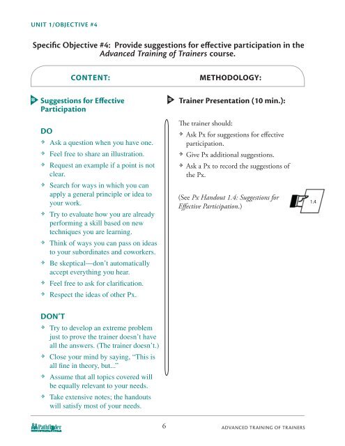 Advanced Training of Trainers - Pathfinder International