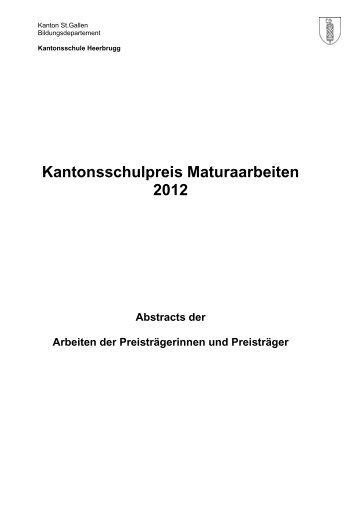 Kantonsschulpreis Maturaarbeiten 2012