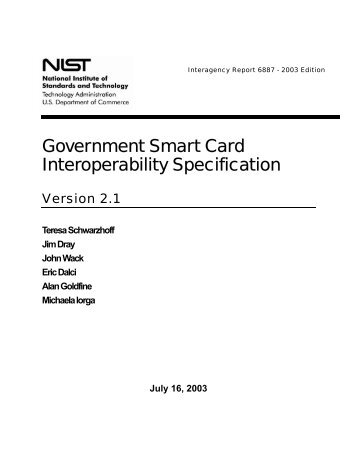 NISTIR 6887, Government Smart Card Interoperability Specification ...