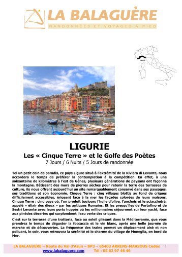 CINQUE TERRE » ET LE GOLFE DES POETES - La Balaguère