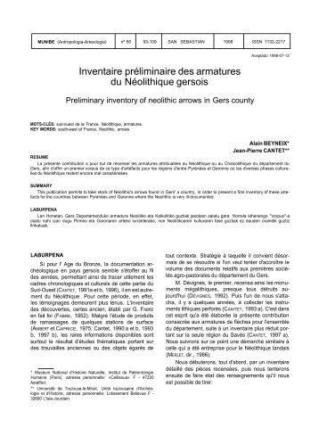 Inventaire préliminaire des armatures du Néolotique ... - Aranzadi