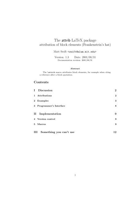 The attrib LaTeX package - CTAN