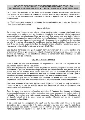DOSSIER DEMANDE AGREMENT SANITAIRE - Coag