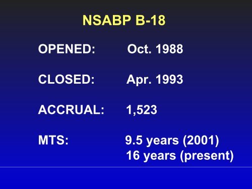 Preoperative Chemotherapy, NSABP Protocols B-18 and B-27: an ...