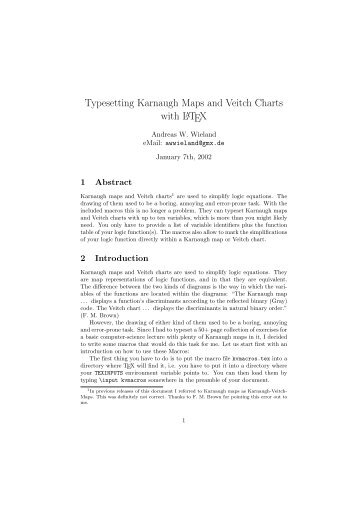 Typesetting Karnaugh Maps and Veitch Charts with LATEX - FTP