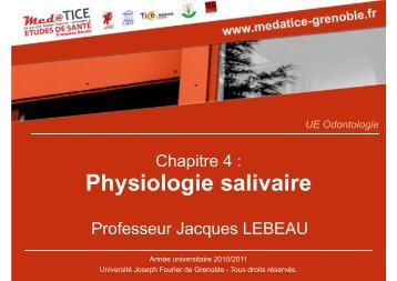 Physiologie salivaire - Université Virtuelle Paris 5