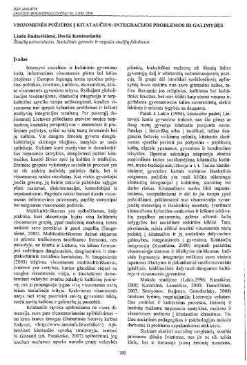 Įvadas Intensyvi socialinio ir kultūrinio gyvenimo kaita, informacinės ...