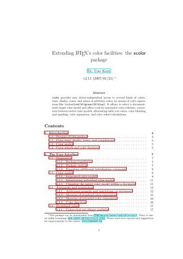 Extending LATEX's color facilities: the xcolor package - BaKoMa TeX