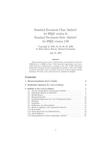 for LATEX version 2e Standard Document Style 'dinbrief' - TeXdoc.net