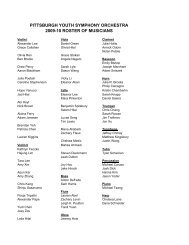 pittsburgh youth symphony orchestra 2009-10 roster of musicians