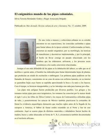 El enigmático mundo de las pipas coloniales. - Cuba Arqueológica