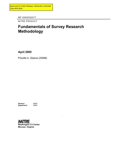 Fundamentals of Survey Research Methodology - Mitre