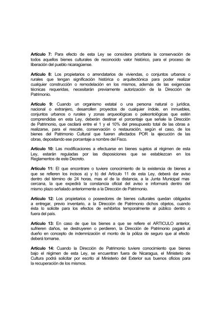 Decreto No. 1142. Ley de protección al Patrimonio Cultural de la ...