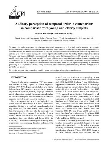 Auditory perception of temporal order in centenarians in comparison ...