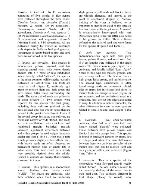 Complete volume with articles 1 to 32 - Cucurbit Breeding - North ...