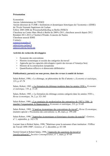 Liste exhaustive des ses publications - IDHE - CNRS
