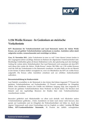 1.156 Weiße Kreuze - In Gedenken an steirische Verkehrstote