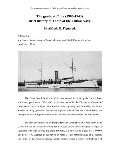 The Gunboat Baire - Cuba Arqueológica