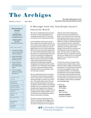 The Archigos - Student Affairs - Columbia University