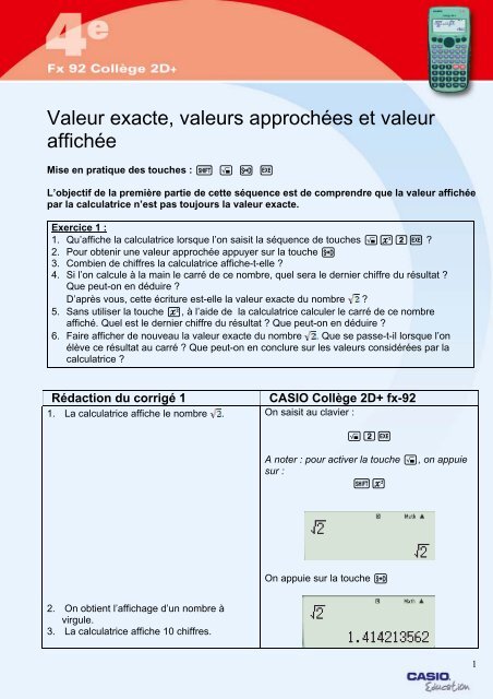 FONCTIONS : Afficher un tableau de valeurs - Tutoriel CASIO 
