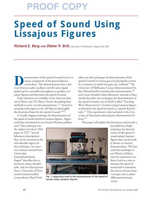 Speed of Sound Using Lissajous Figures PROOF COPY - Physics ...