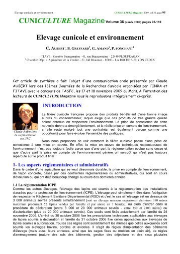 Elevage cunicole et environnement - Association française de ...