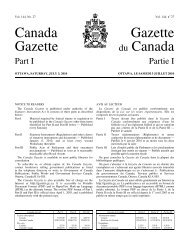 Canada Gazette, Part I - Environnement Canada