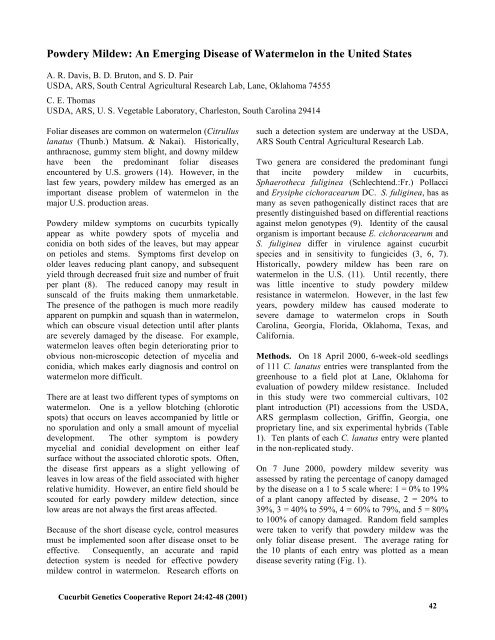 Powdery Mildew: An Emerging Disease of ... - Cucurbit Breeding