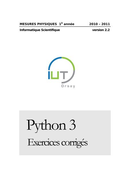 exercice corrigé python fonction PDF Cours,Exercices ,Examens