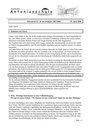 Elternbrief Nr. 16 im Schuljahr 2007/2008 29. April ... - Antoniusschule