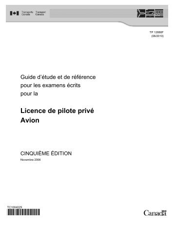 Licence de pilote privé Avion - Transports Canada