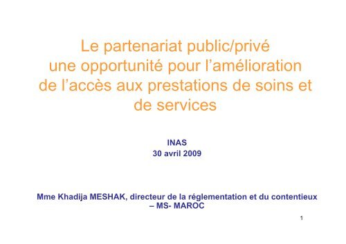 Le Partenariat Public-Privé - Ministère de la santé