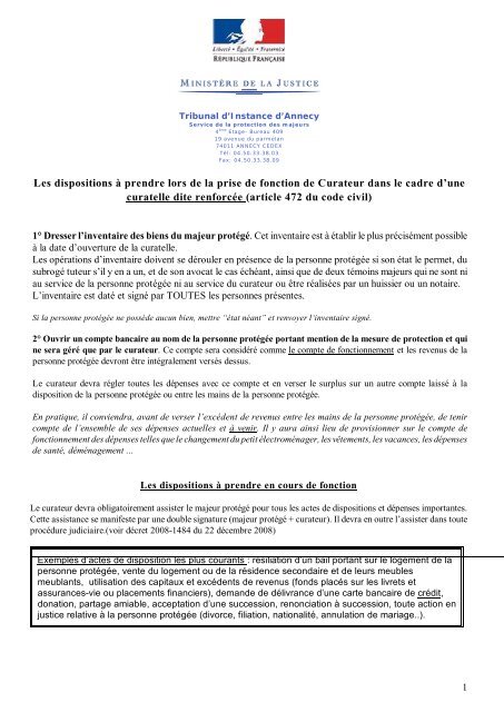 Les dispositions à prendre lors de la prise de ... - CA Chambery