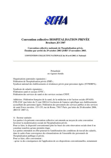 Convention collective HOSPITALISATION PRIVÉE - Société ...
